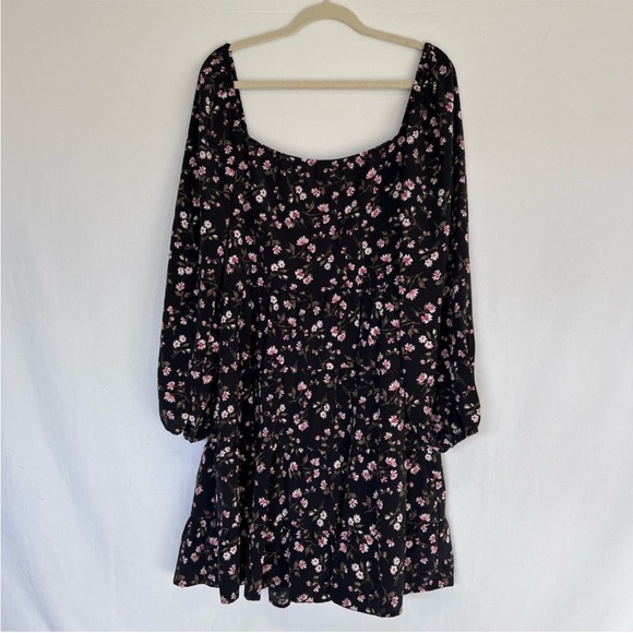 WAYF long sleeve tiered  babydoll dress black pink floral size XL new with tags - Picture 9 of 11
